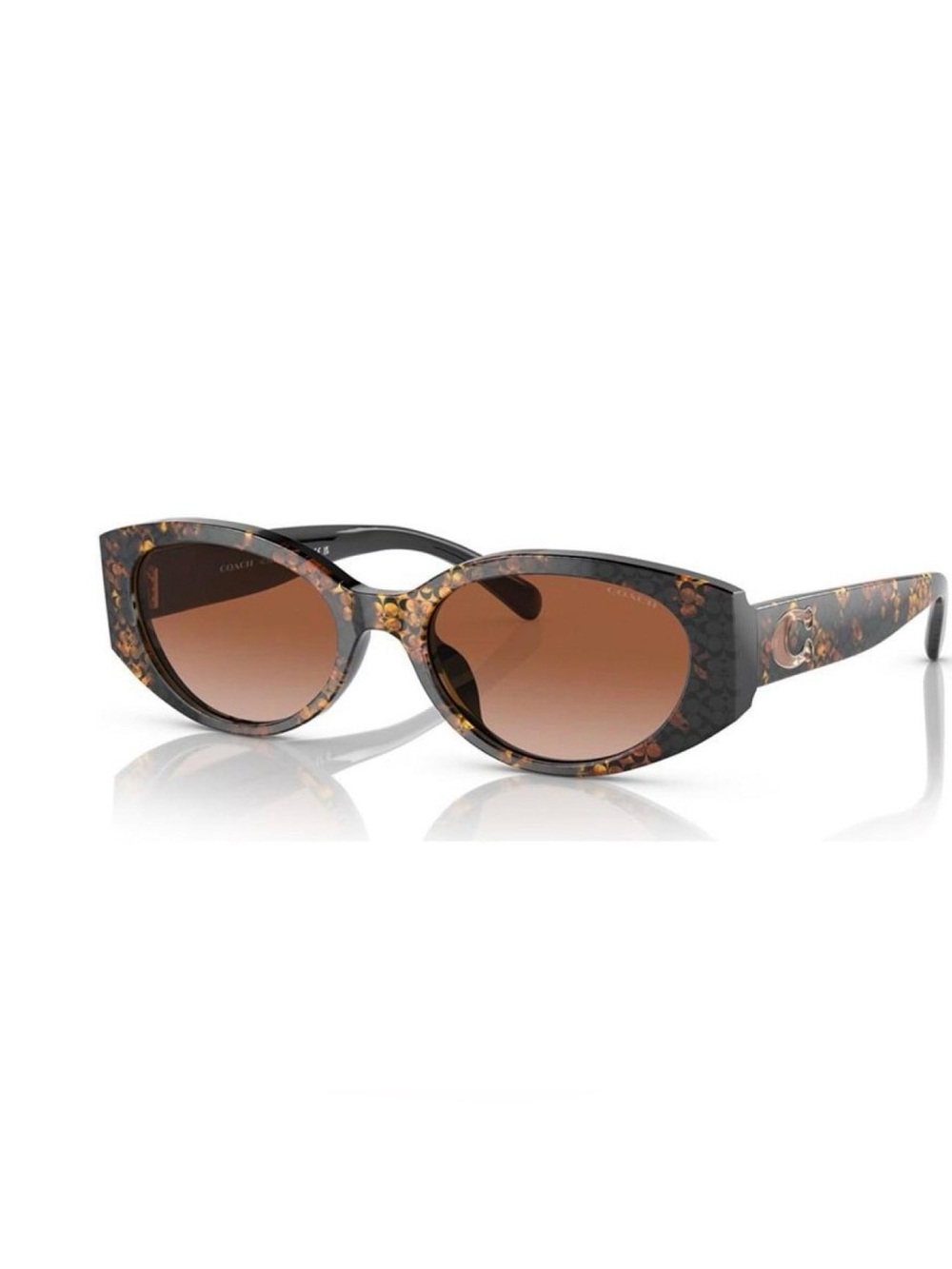 Coach Tortoiseshell Oval Sunglasses with Brown Gradient Lenses - Picture 2 of 9